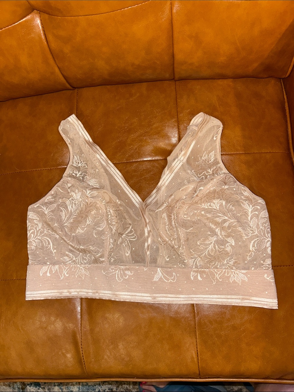 Wacoal Net Effect Bralette-Sheer Floral Lace Bralette in Nude